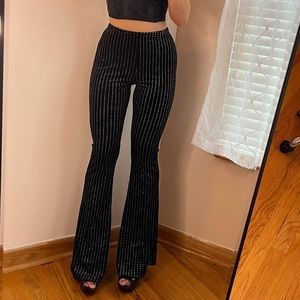 Black sparkle flare pants